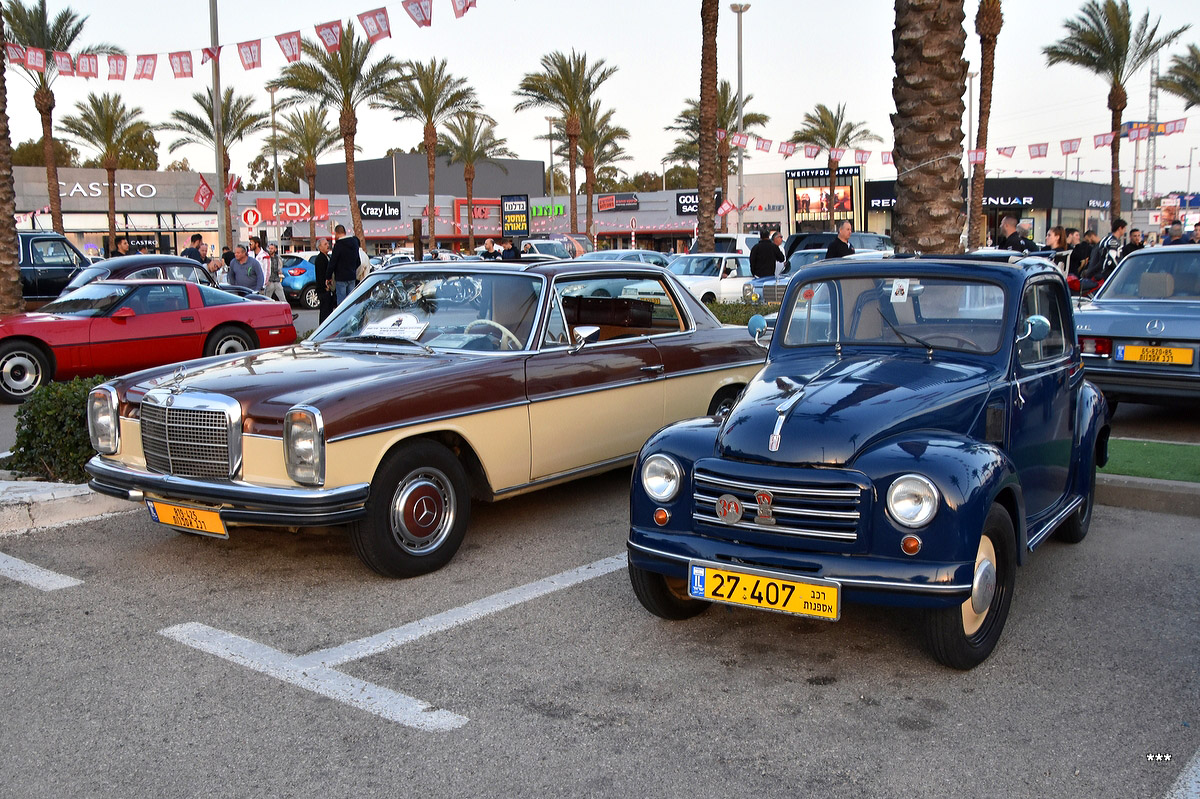 Израиль, № 819-425 — Mercedes-Benz (W114/W115) '72-76; Израиль, № 27-407 — FIAT 500 C Topolino '49-55
