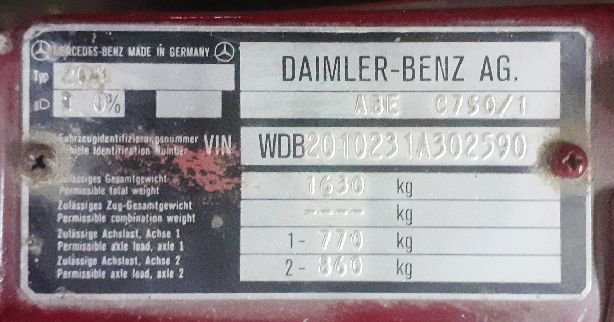 Свердловская область, № А 969 НХ 96 — Mercedes-Benz 190 (W201) '82-93