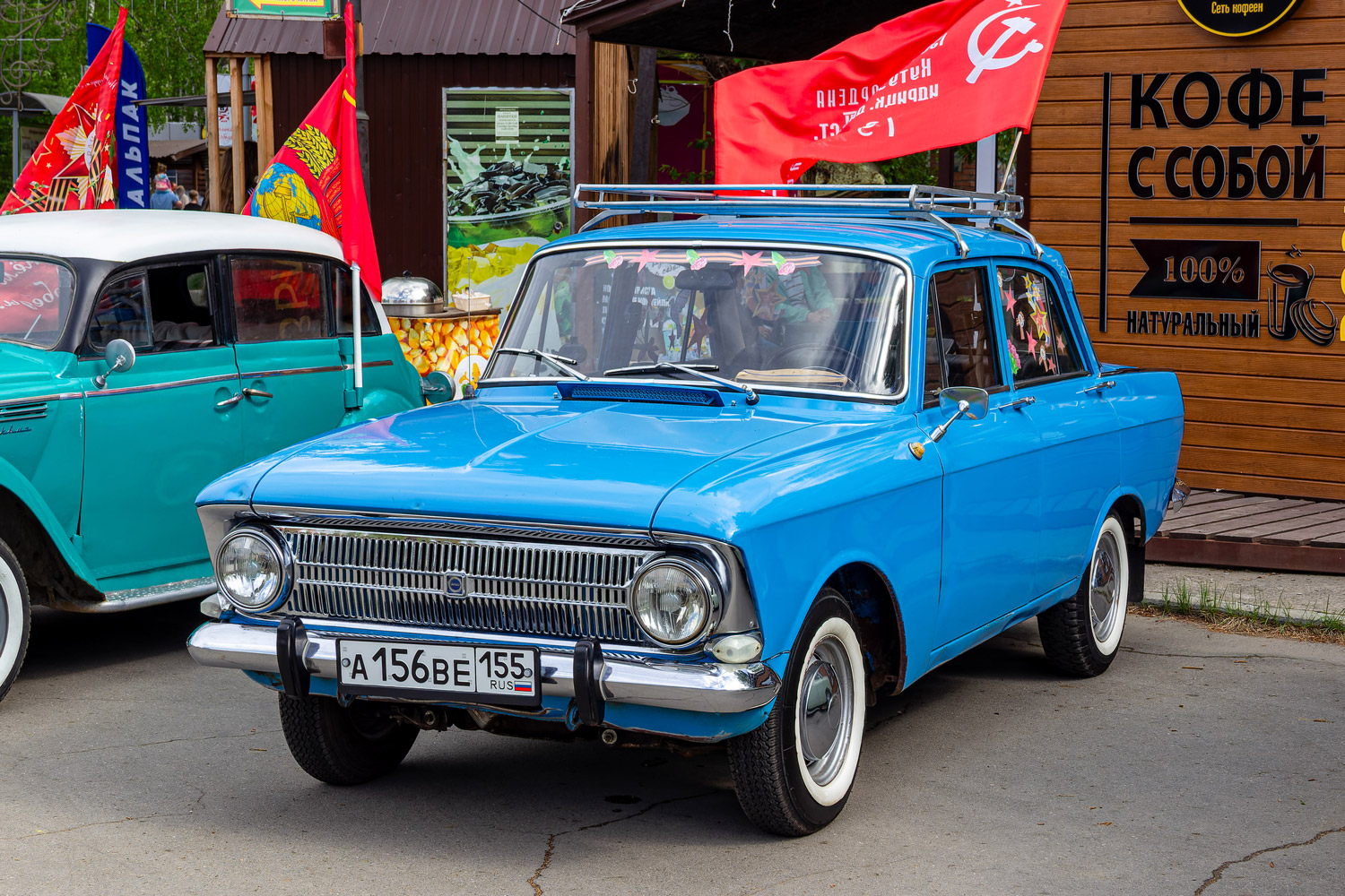Омская область, № А 156 ВЕ 155 — Москвич-412ИЭ (Иж) '70-82; Омская область — Выставка 9 мая 2026 г.