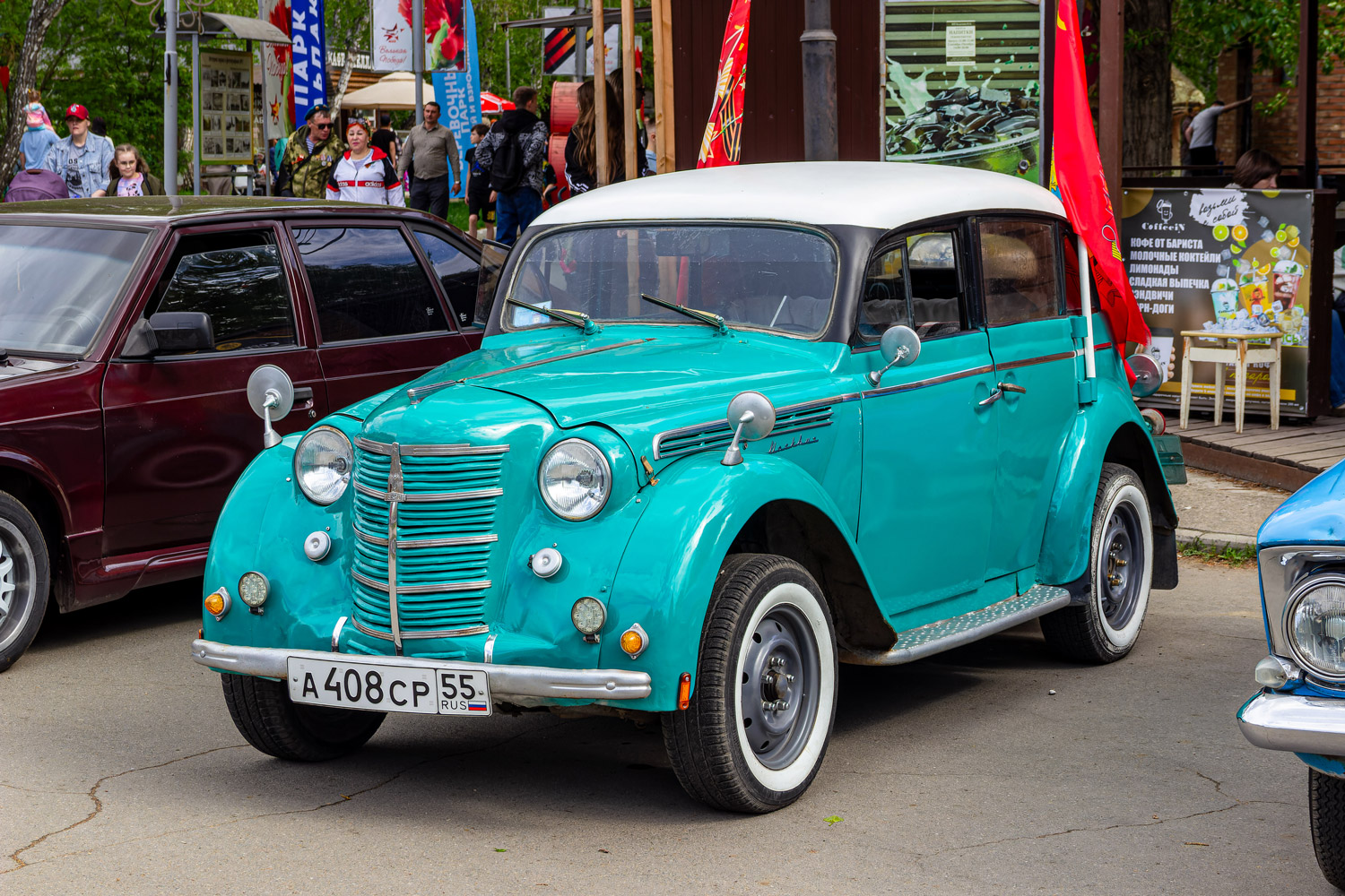 Омская область, № А 408 СР 55 — Москвич-401-420 '54-56; Омская область — Выставка 9 мая 2026 г.